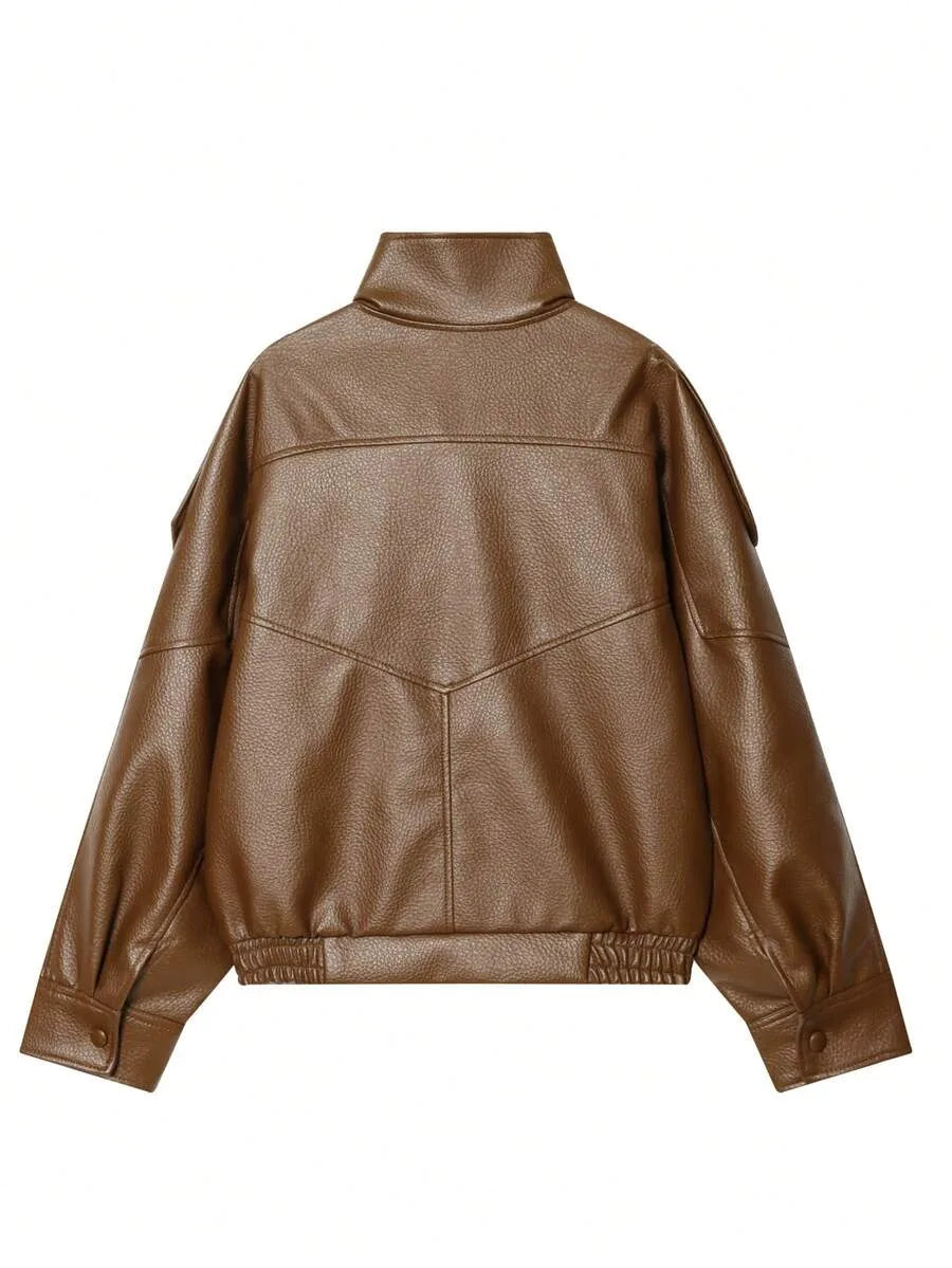 Oversized bomberjack met mandarin kraag