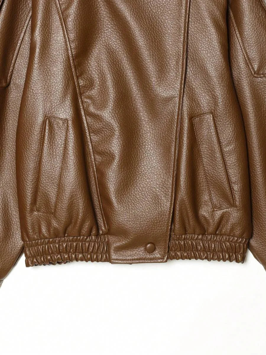 Oversized bomberjack met mandarin kraag