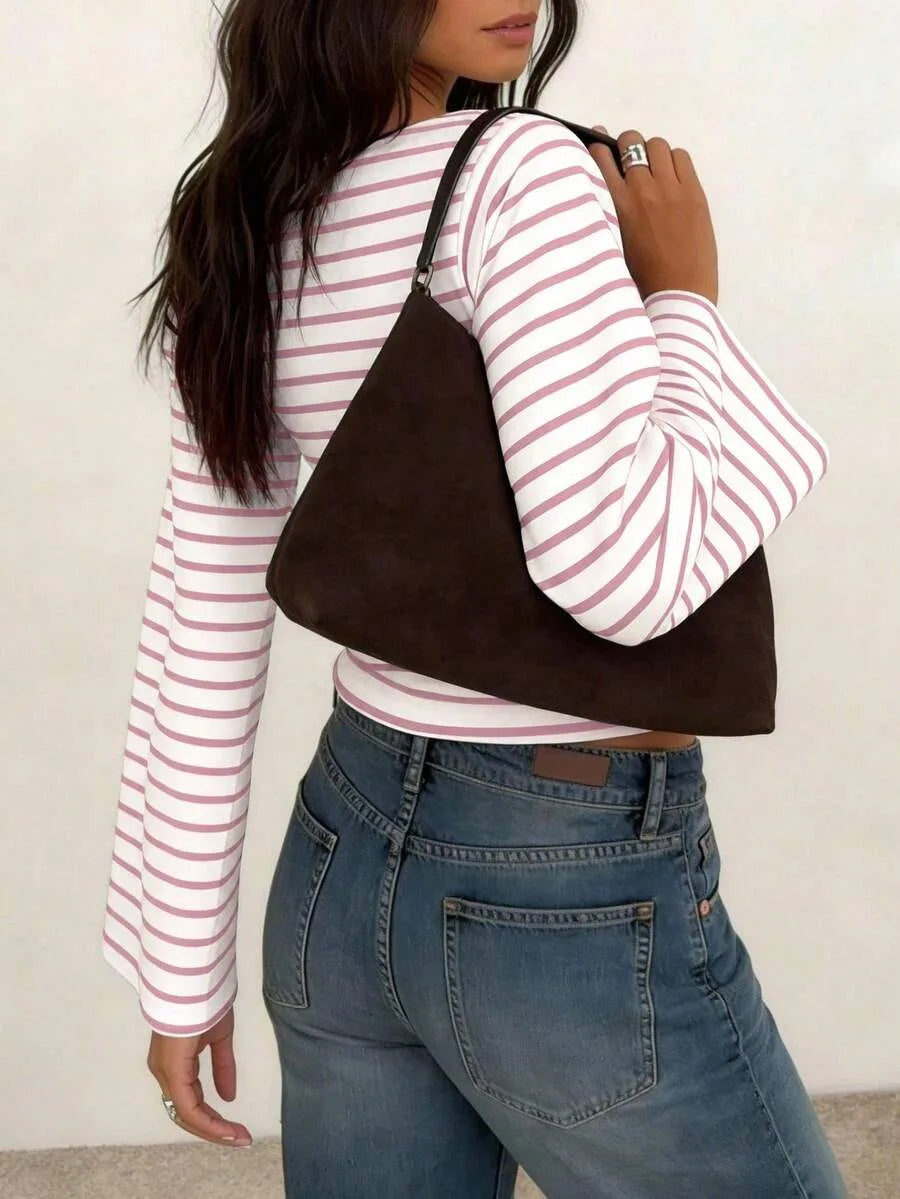 Gestreept T-shirt met boothals