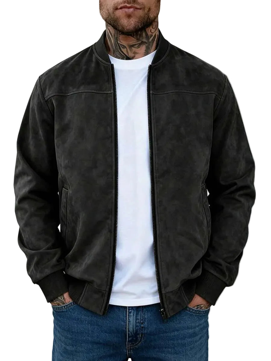 Bomberjack met suede-achtige textuur
