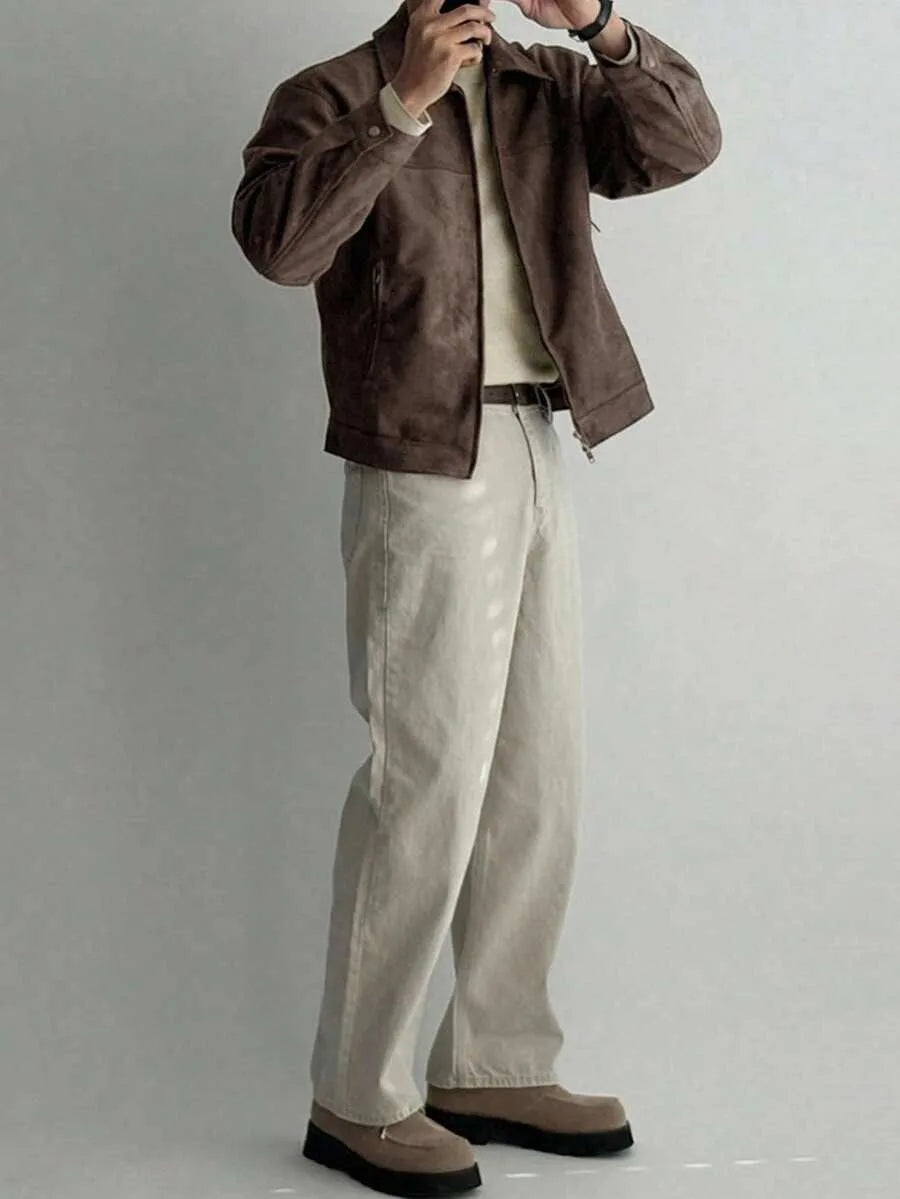 Bomberjack van bruin suede