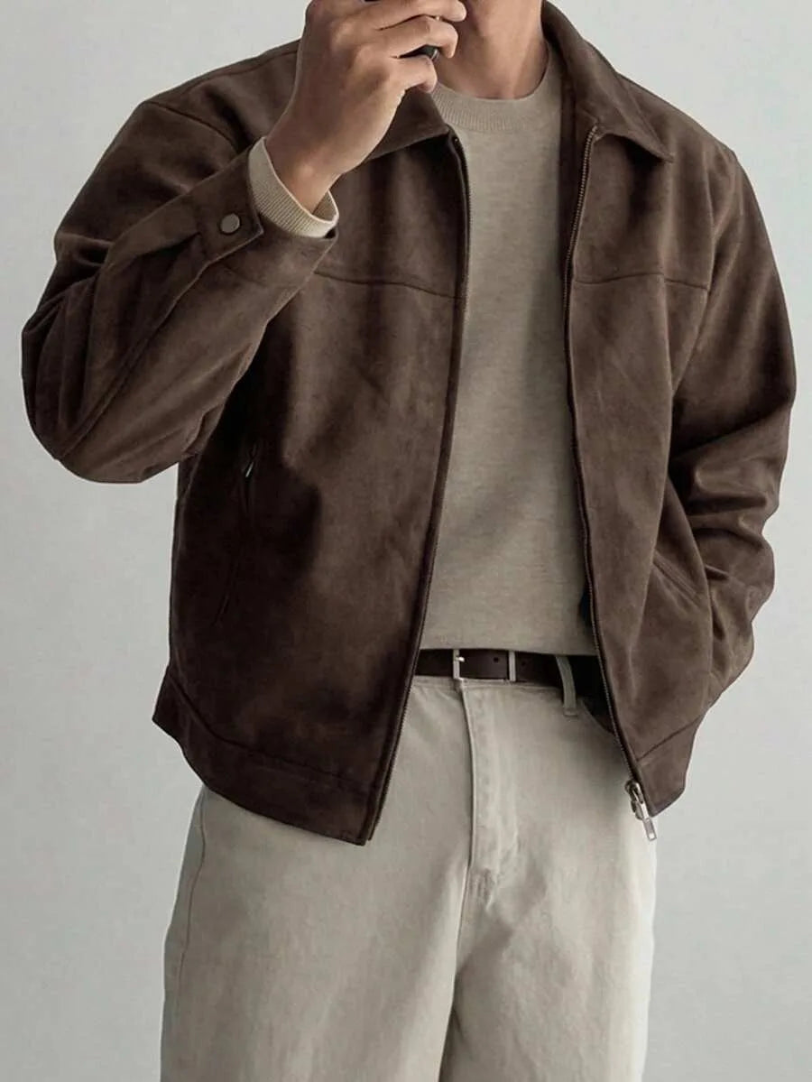 Bomberjack van bruin suede