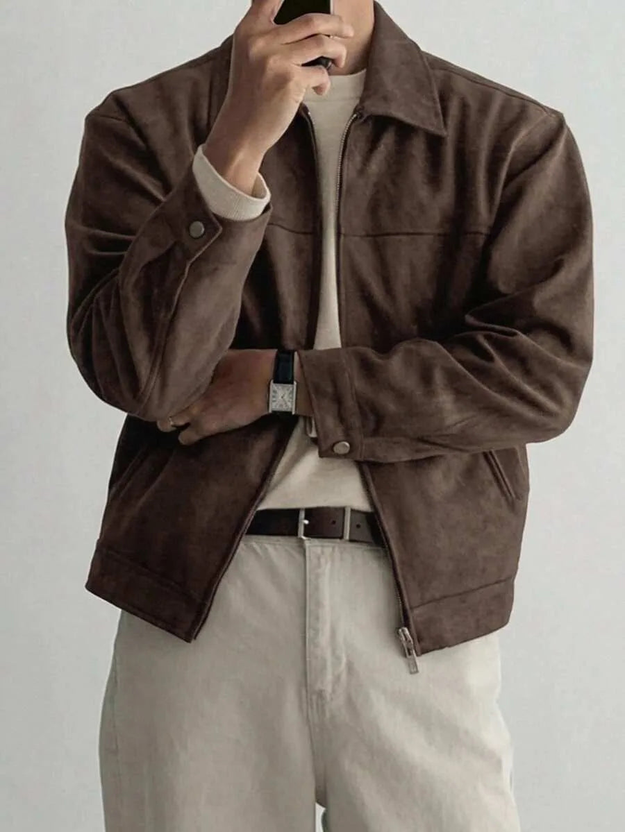 Bomberjack van bruin suede