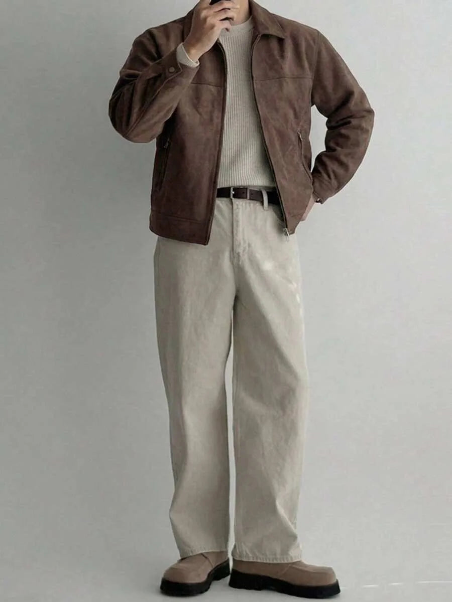 Bomberjack van bruin suede