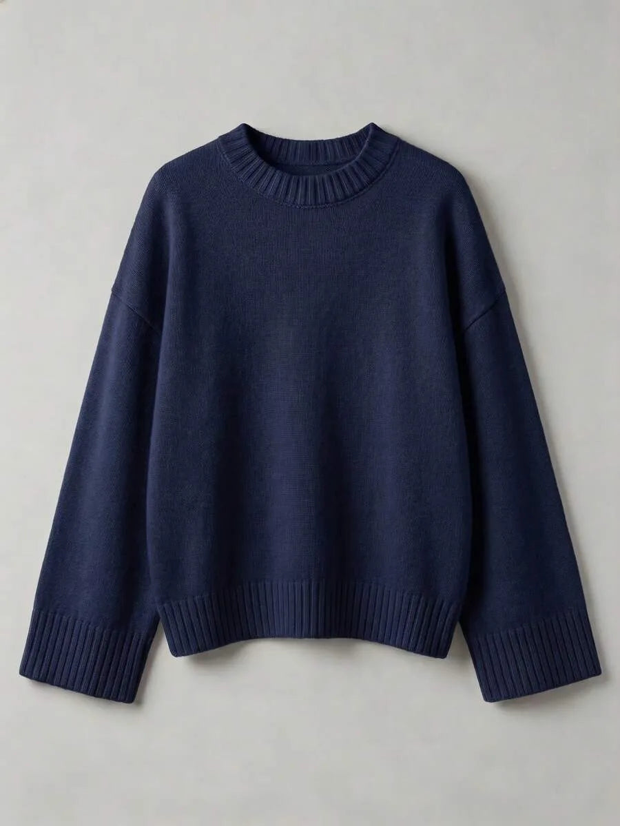 Oversized sweater met mock neckline