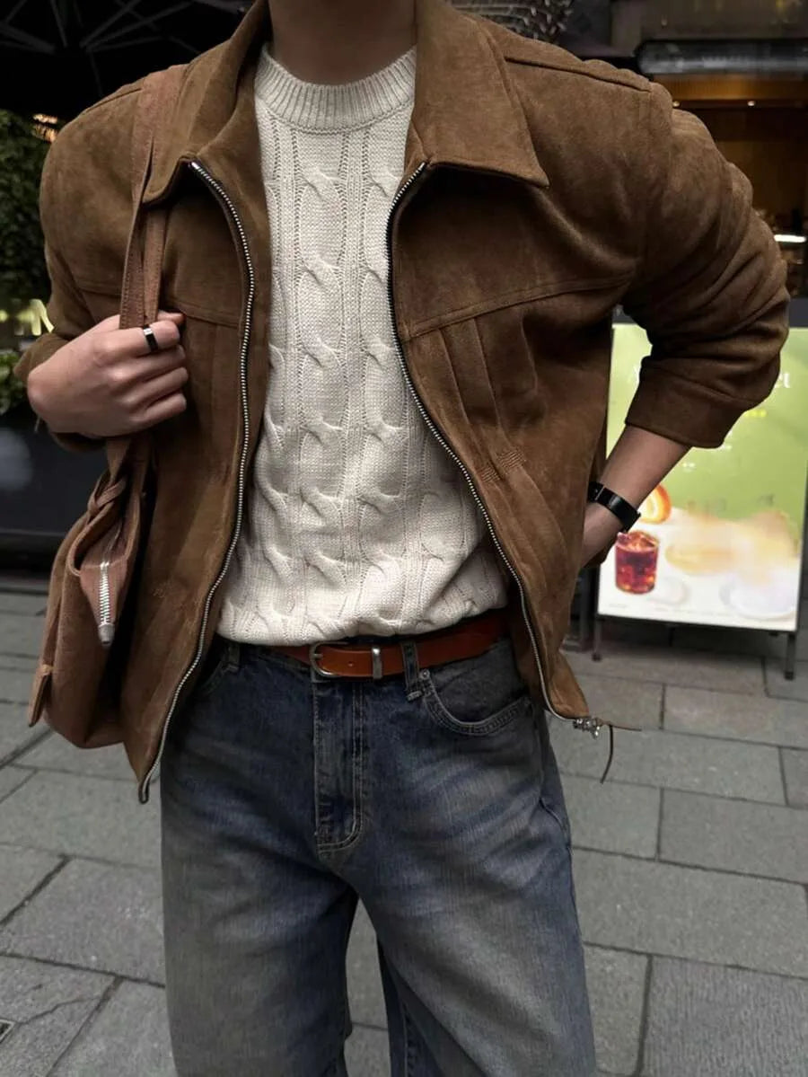 Bomberjack van bruin suede