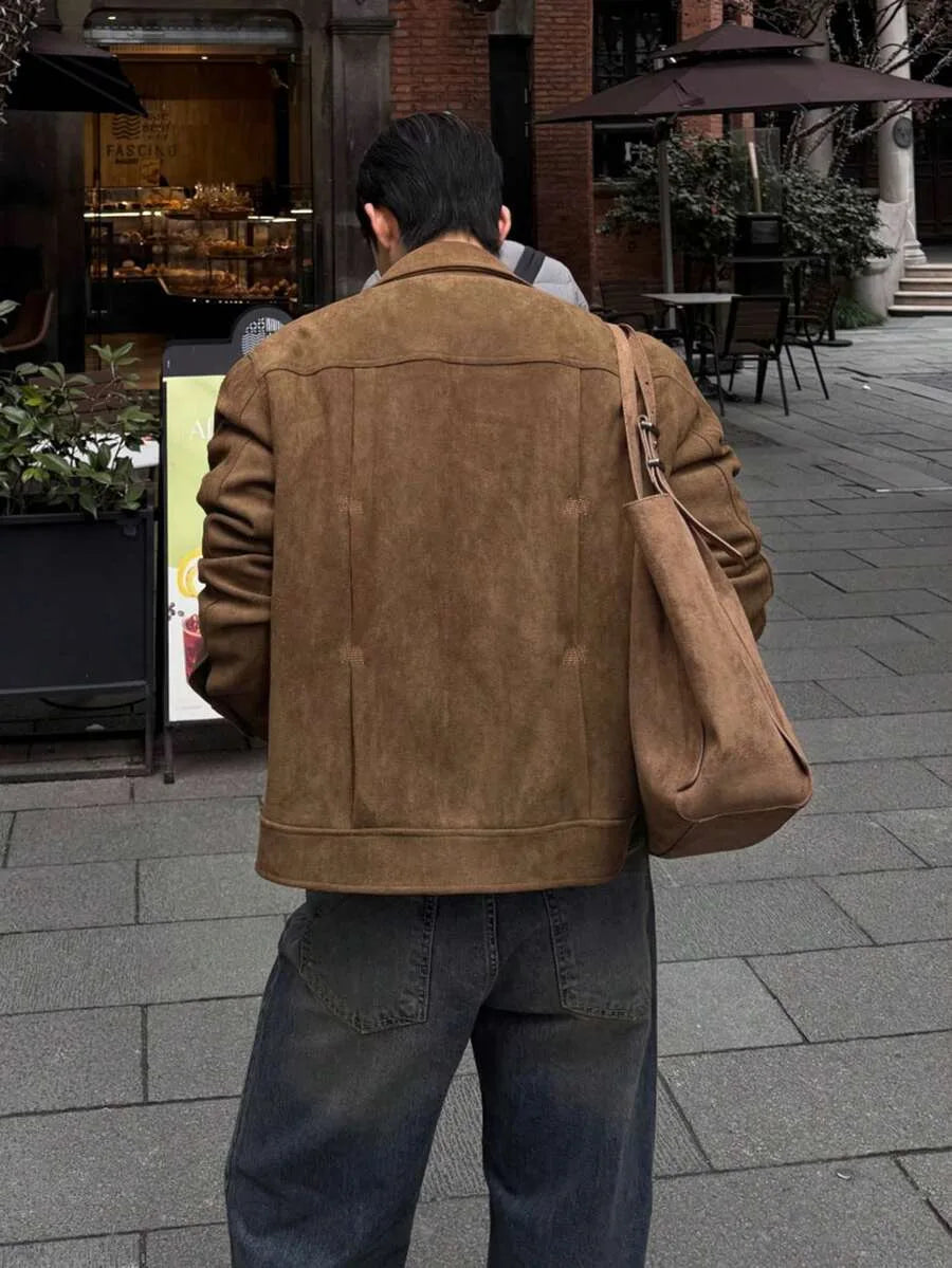 Bomberjack van bruin suede