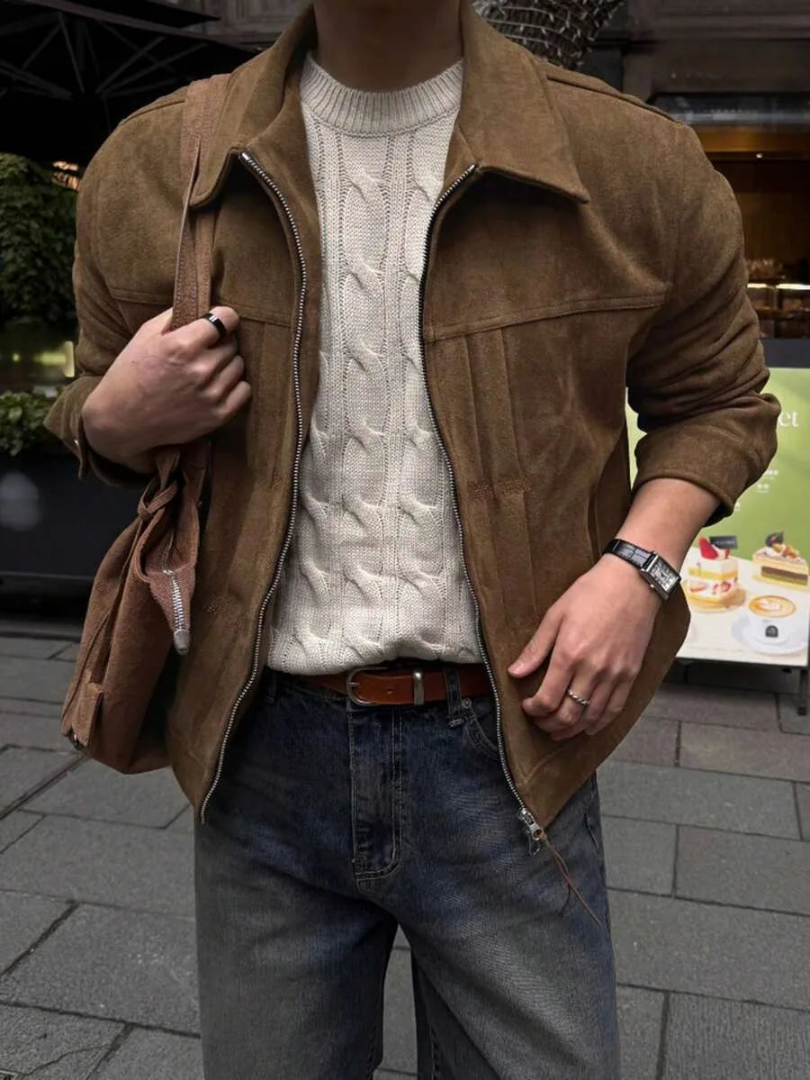 Bomberjack van bruin suede