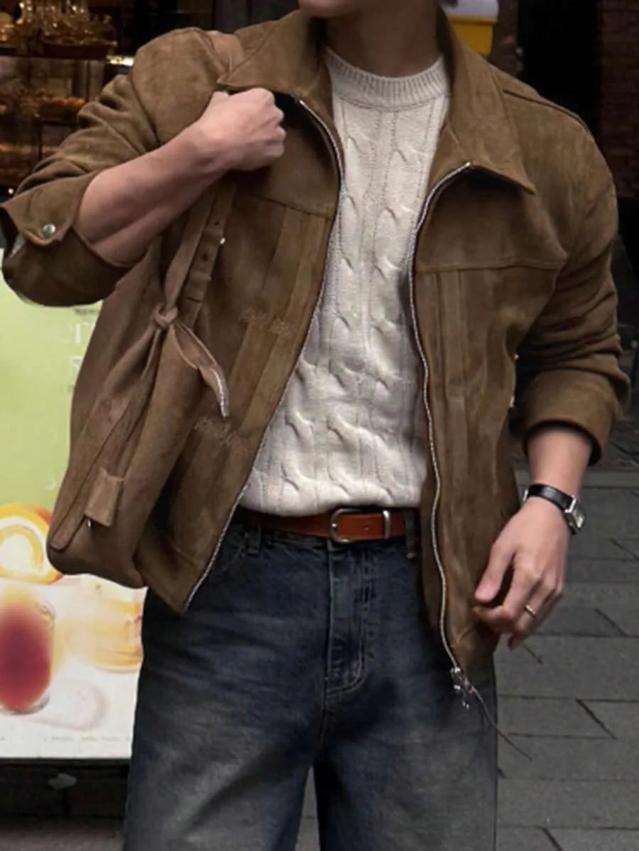 Bomberjack van bruin suede