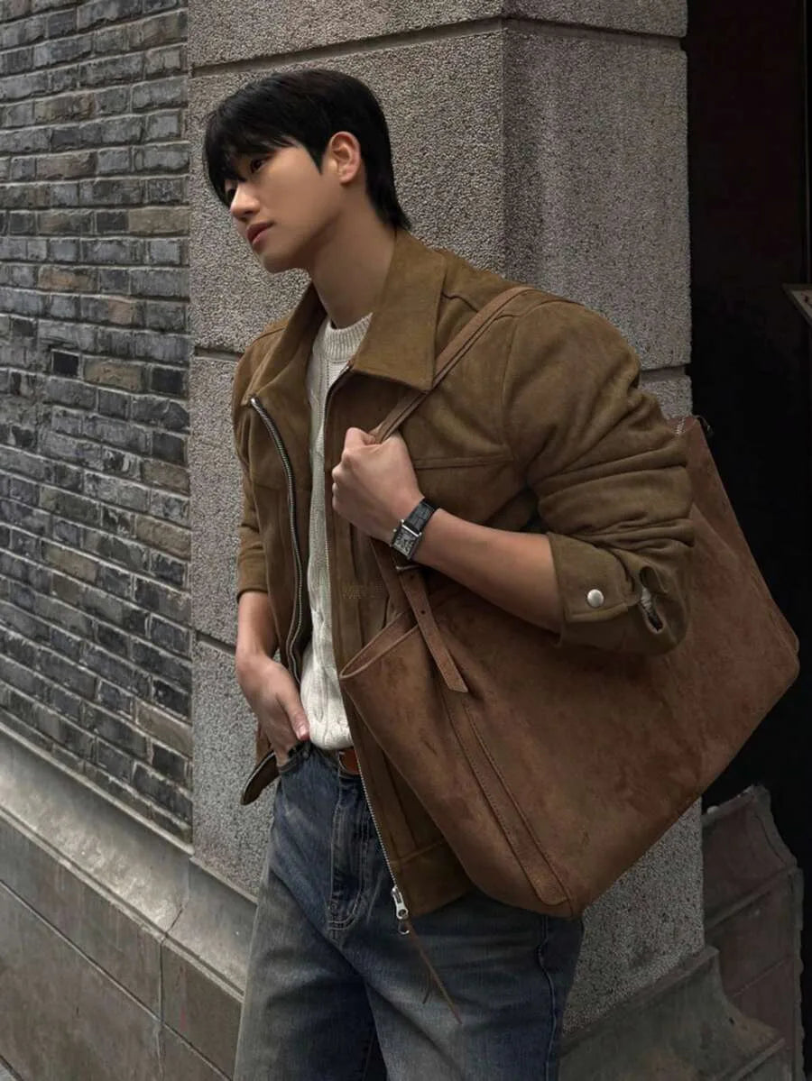 Bomberjack van bruin suede