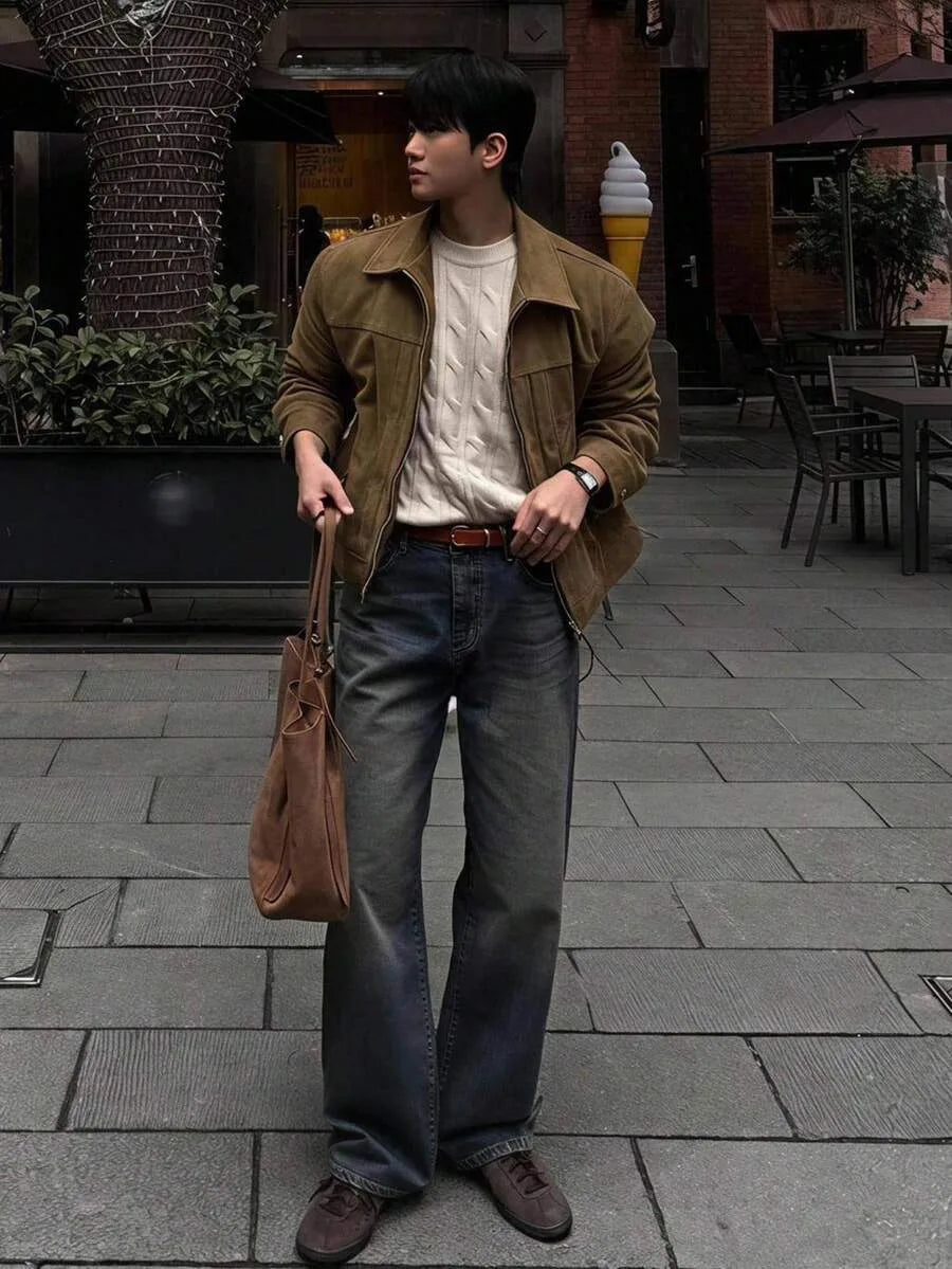 Bomberjack van bruin suede
