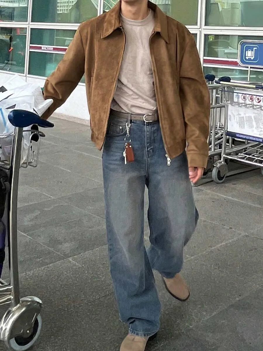 Bomberjack van bruin suede