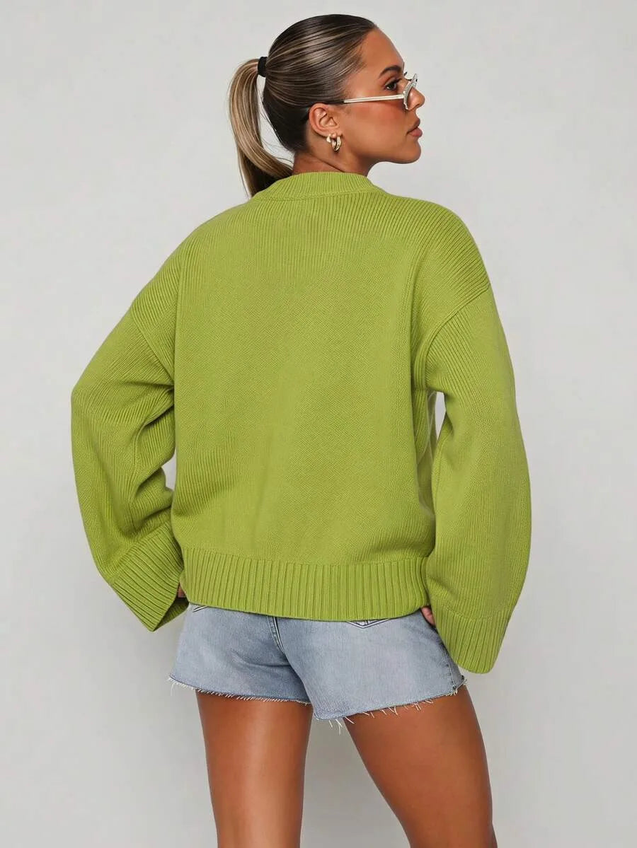 Oversized sweater met mock neckline