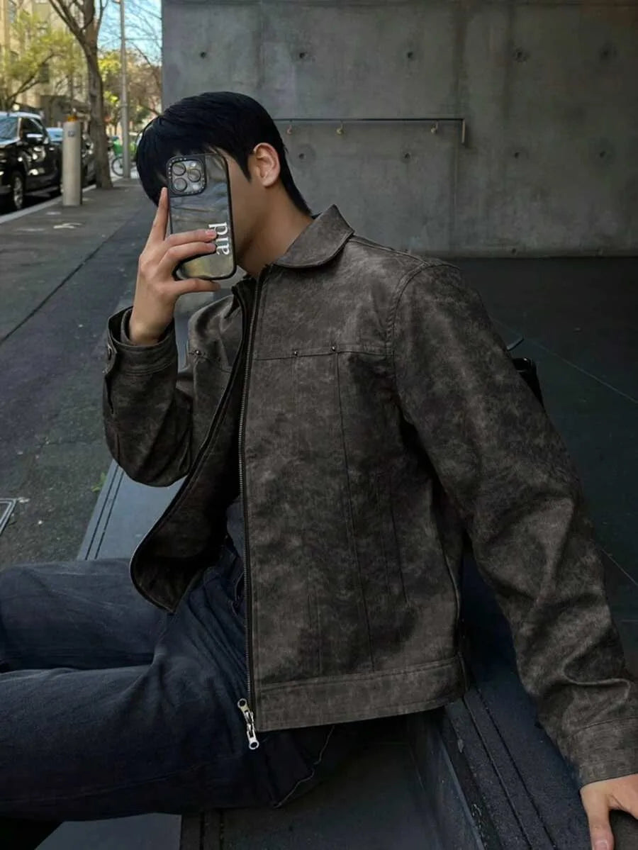 Bomberjack van bruin suede