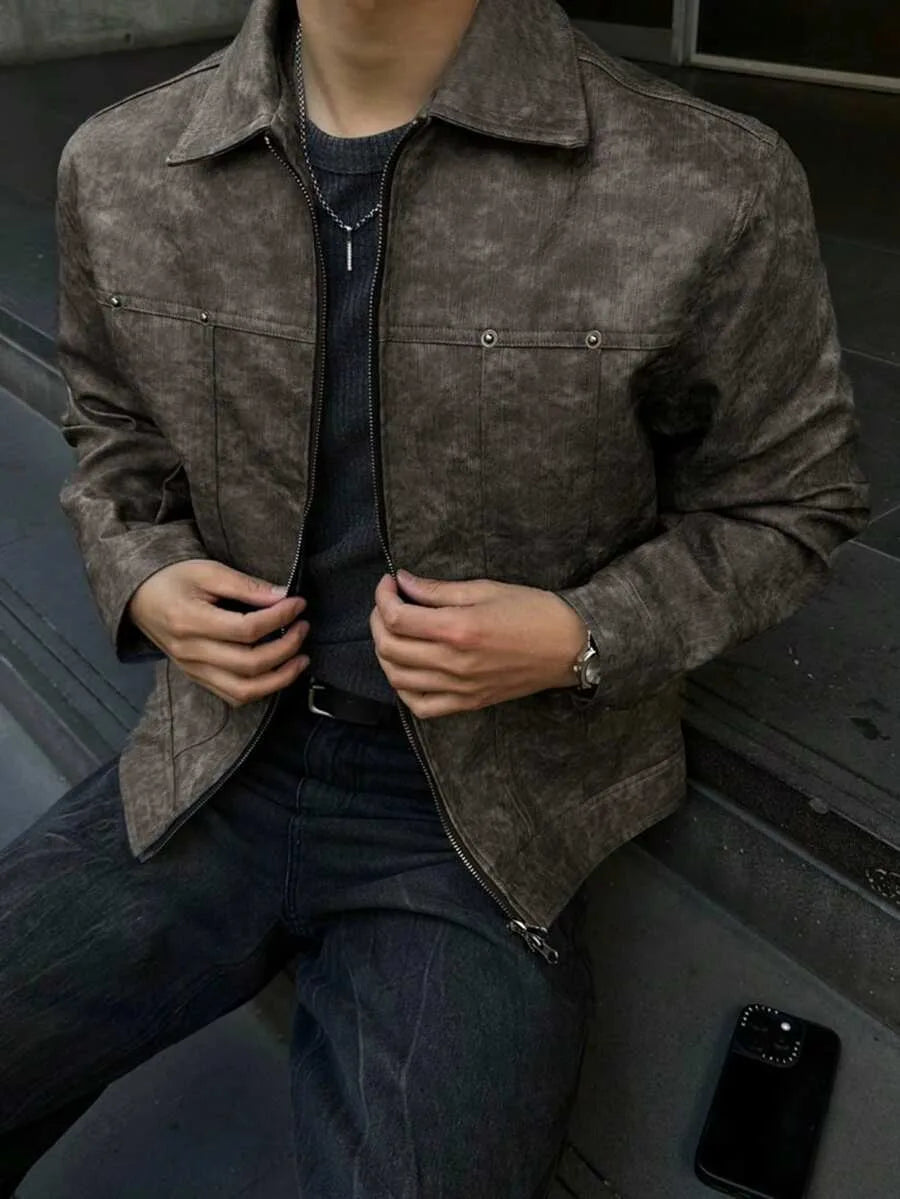 Bomberjack van bruin suede