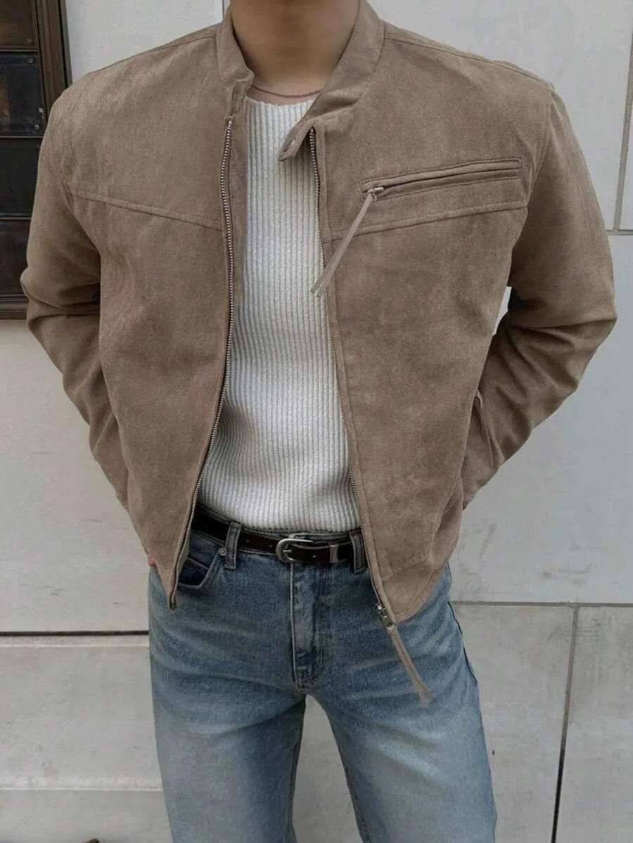 Bomberjack van bruin suede