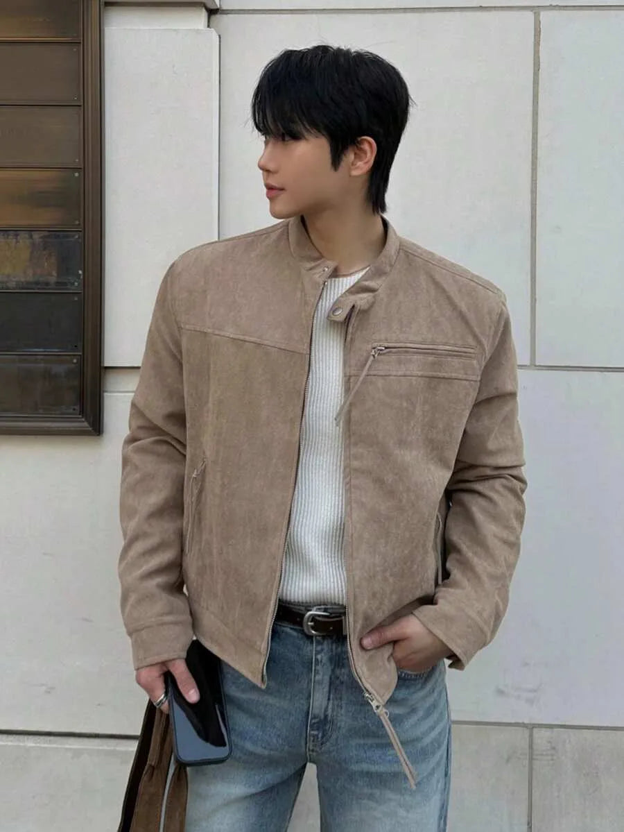 Bomberjack van bruin suede