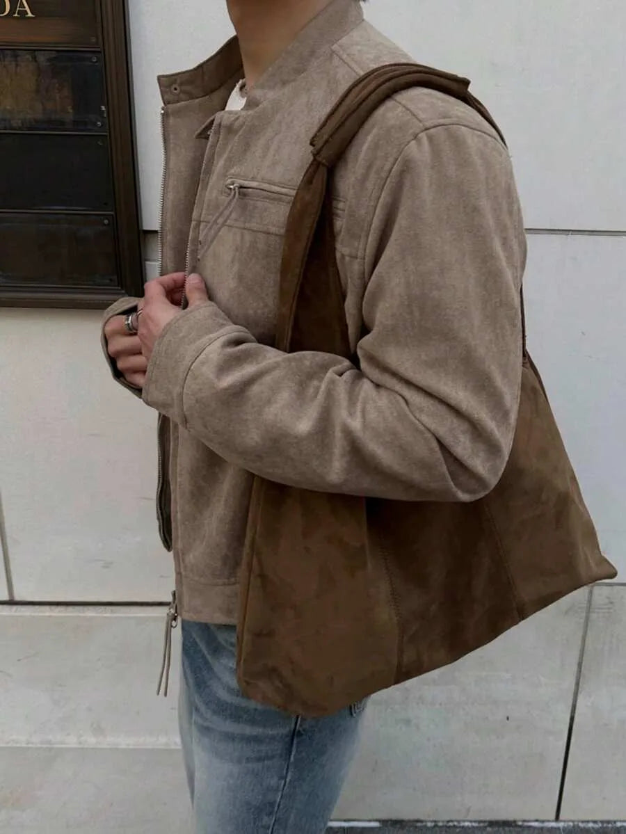 Bomberjack van bruin suede