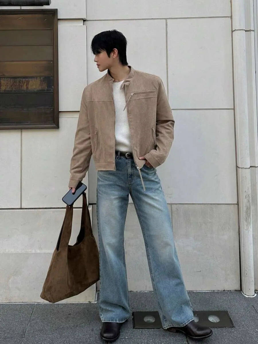 Bomberjack van bruin suede