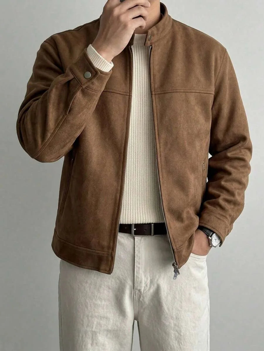 Bomberjack van bruin suede