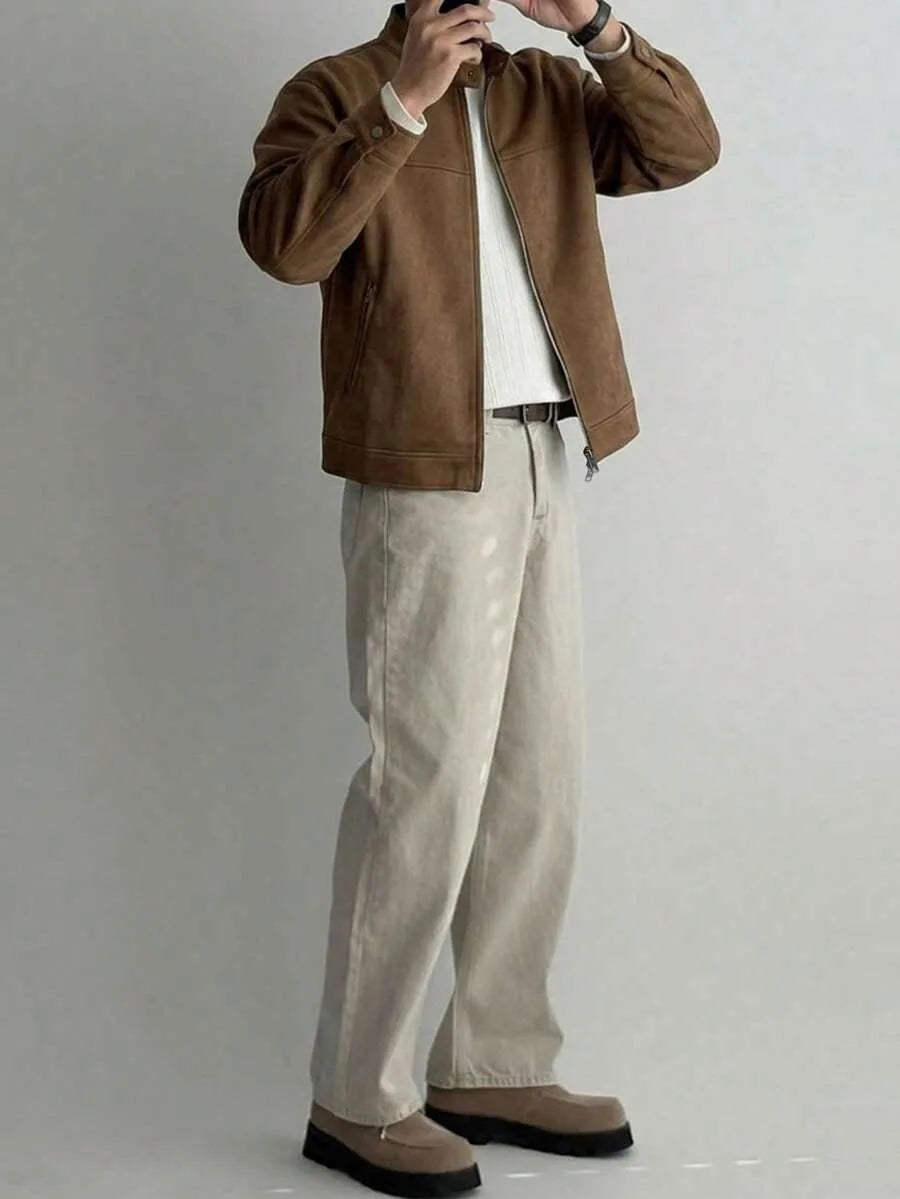 Bomberjack van bruin suede
