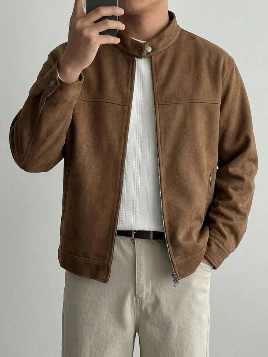 Bomberjack van bruin suede