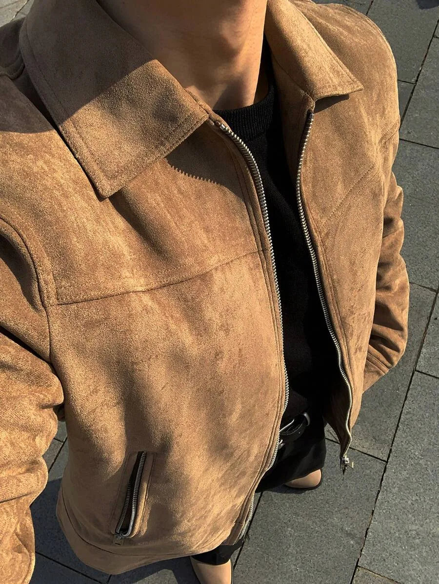Bomberjack van bruin suede