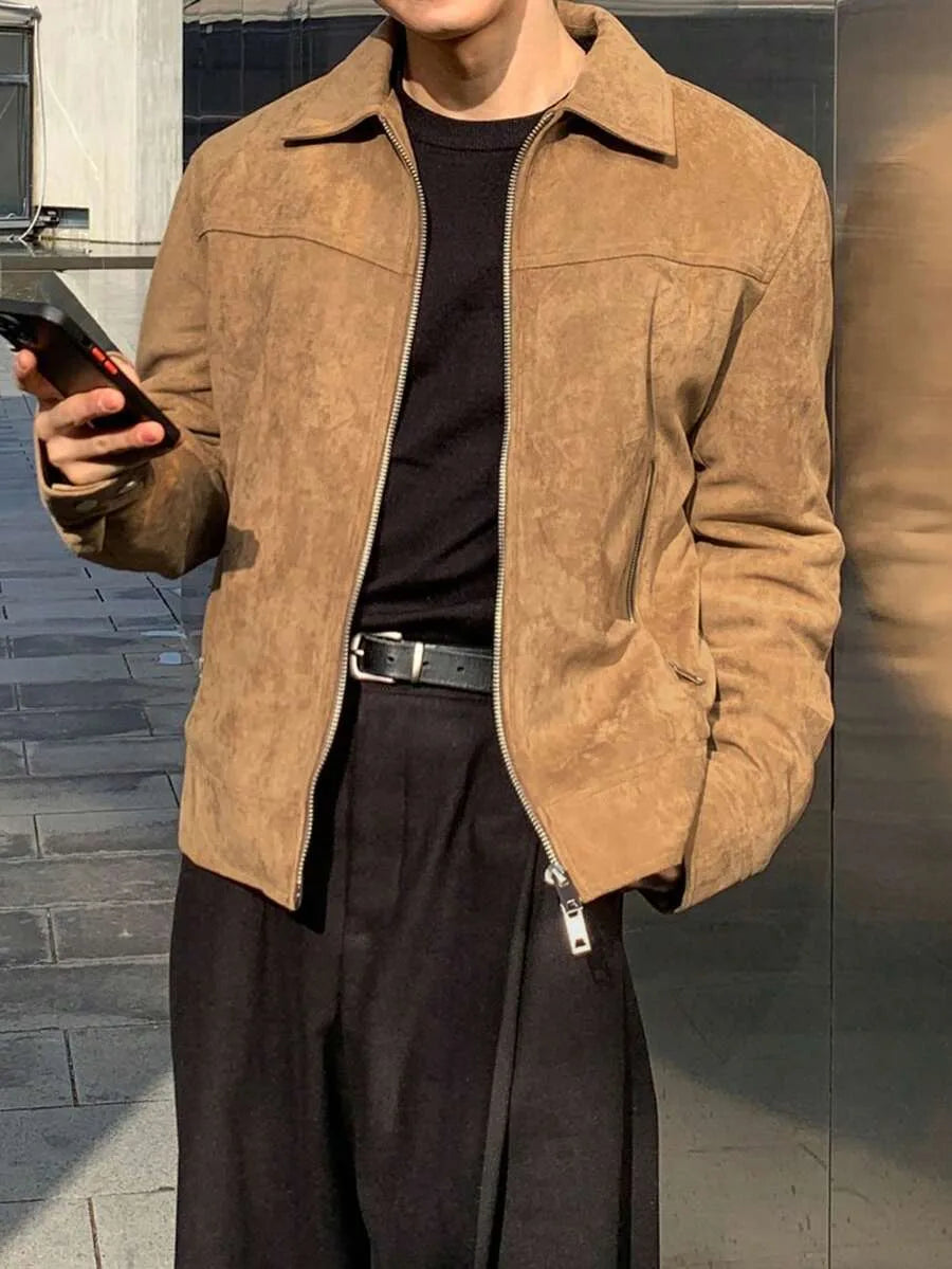 Bomberjack van bruin suede