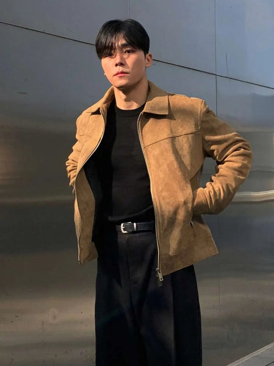 Bomberjack van bruin suede