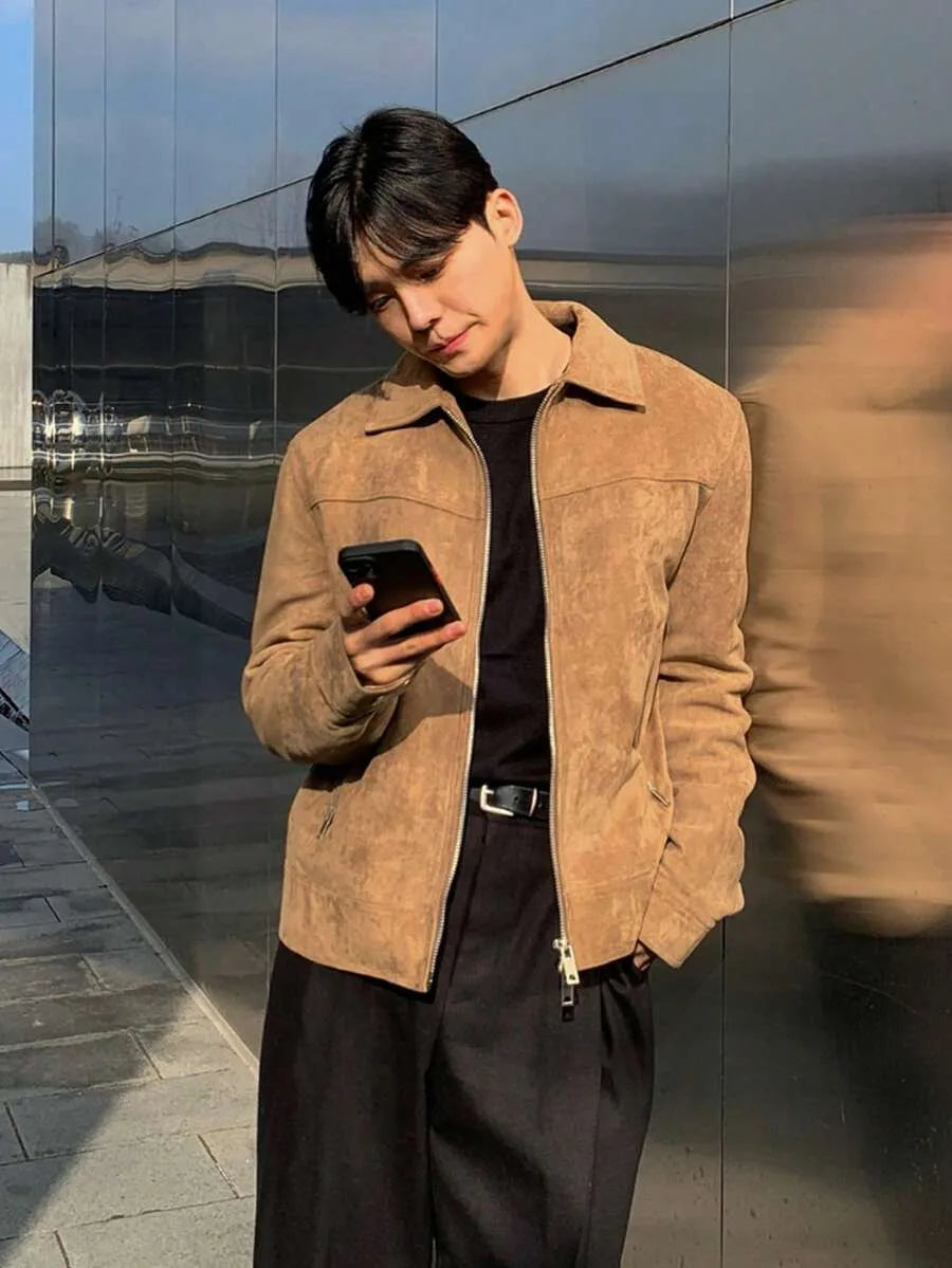 Bomberjack van bruin suede