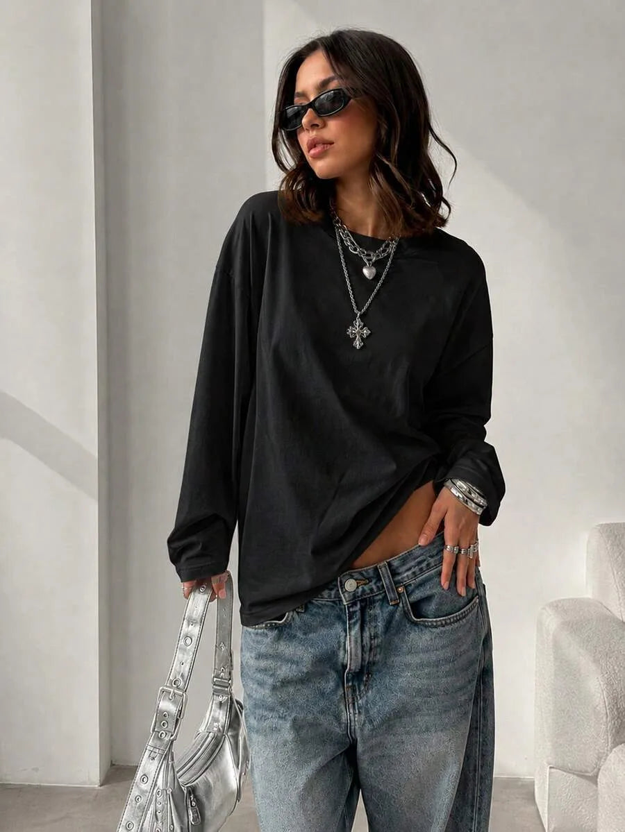Oversized T-shirt met lange mouwen
