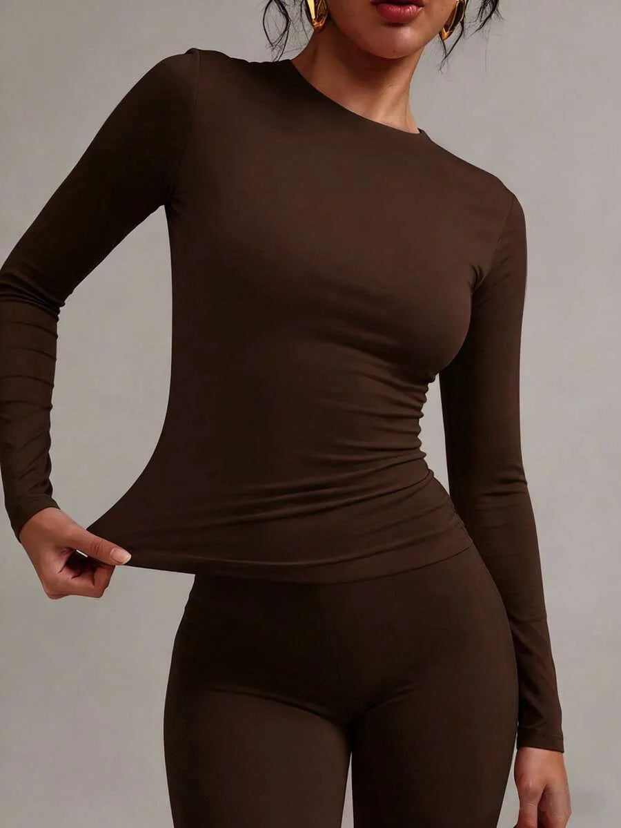 Slim fit T-shirt met lange mouwen