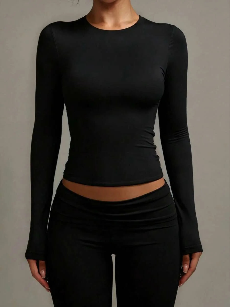 Slim fit T-shirt met lange mouwen