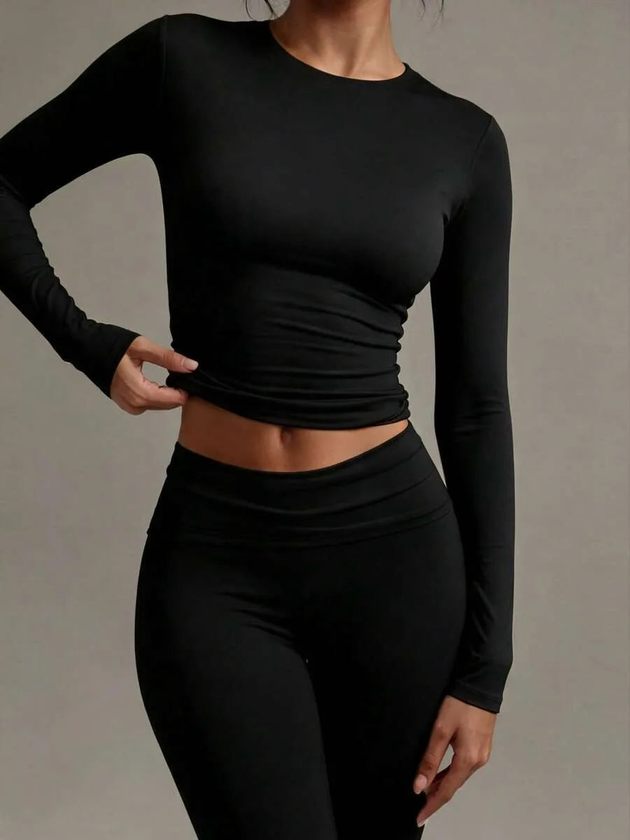 Slim fit T-shirt met lange mouwen