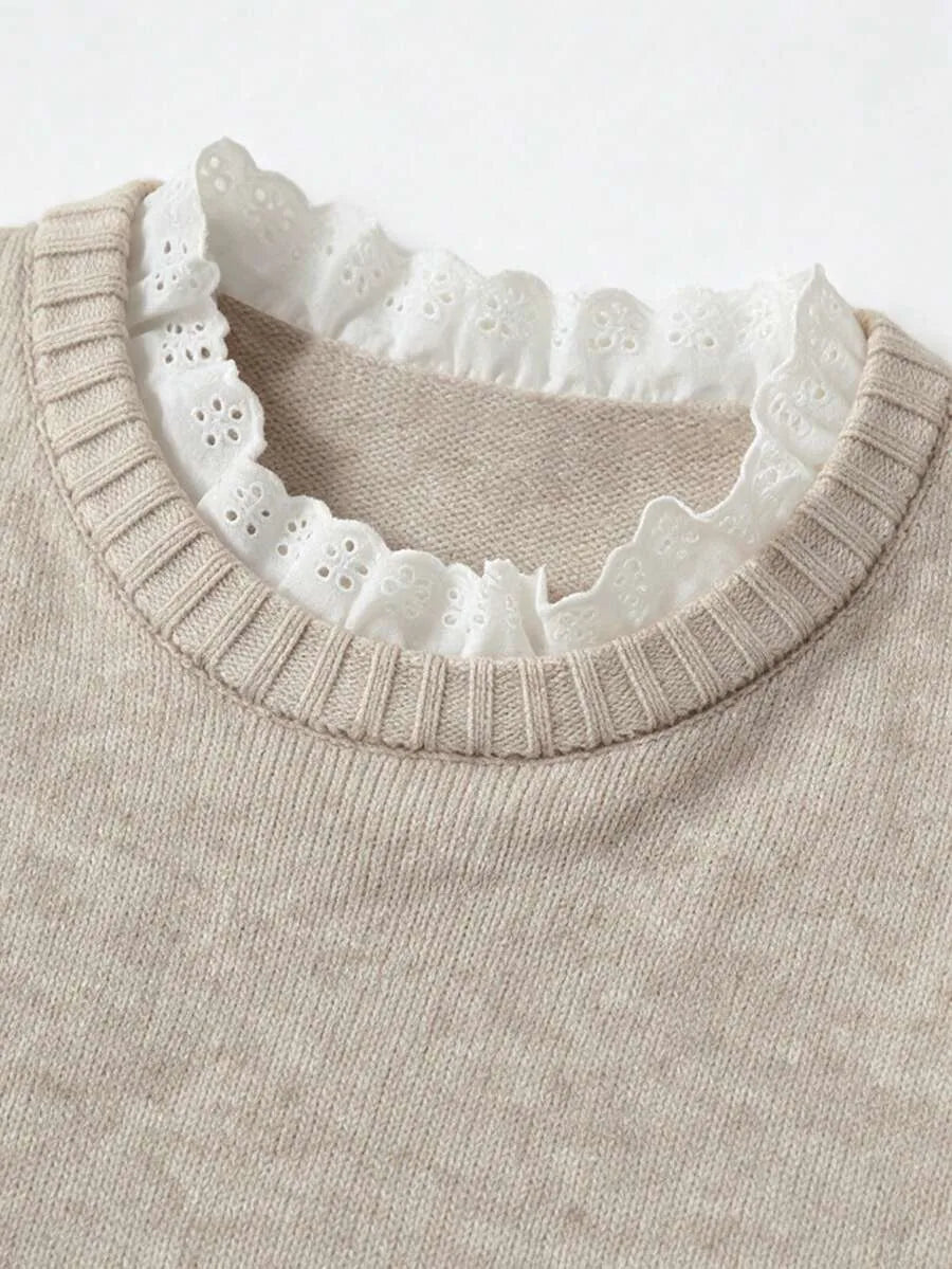 Sweater met kant en ronde hals