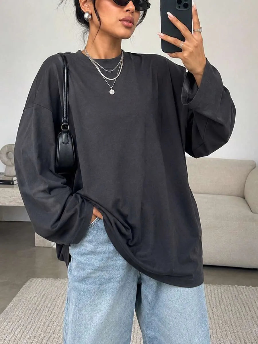 Oversized T-shirt met lange mouwen