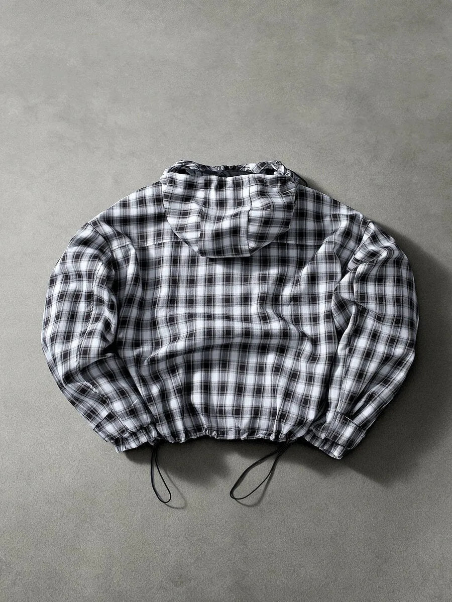 Oversized parka met plaid patroon