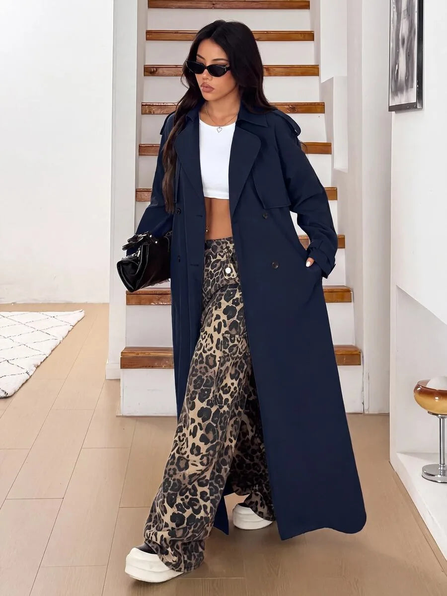 Oversized trench coat met ceintuur