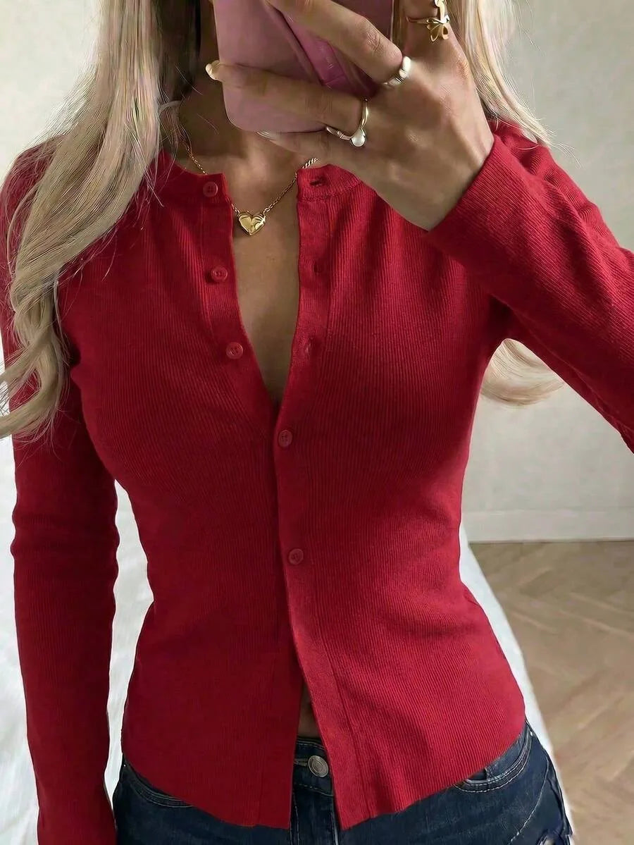 Cardigan met knopen en lange mouwen