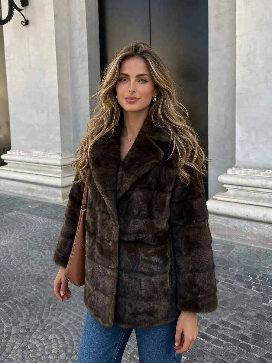Faux fur jas met zakken