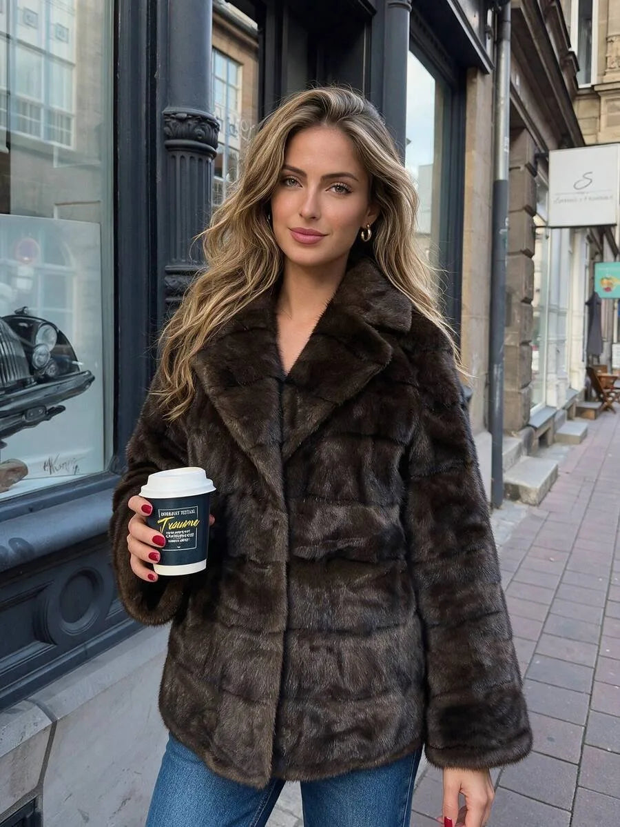Faux fur jas met zakken