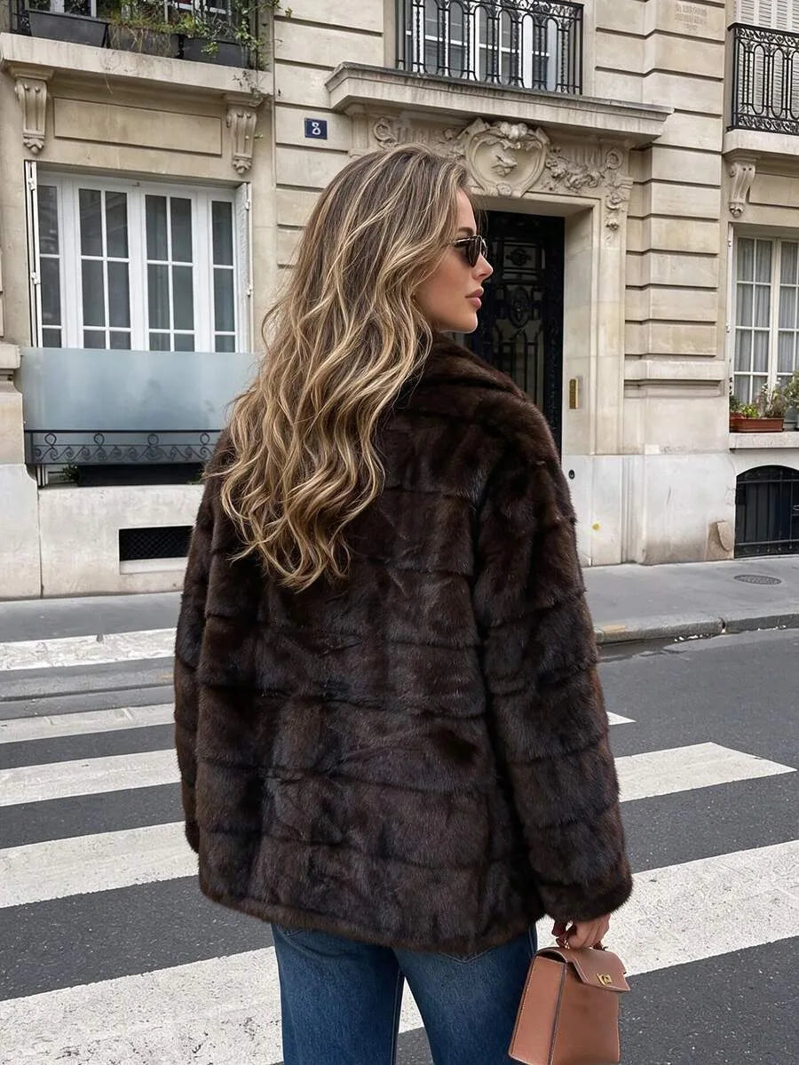 Faux fur jas met zakken