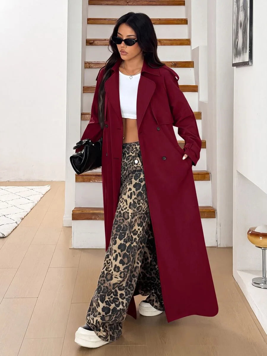 Oversized trench coat met ceintuur