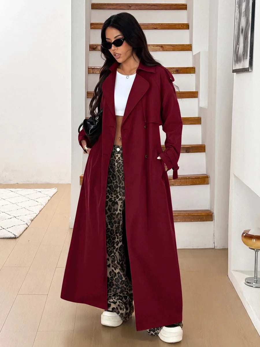 Oversized trench coat met ceintuur
