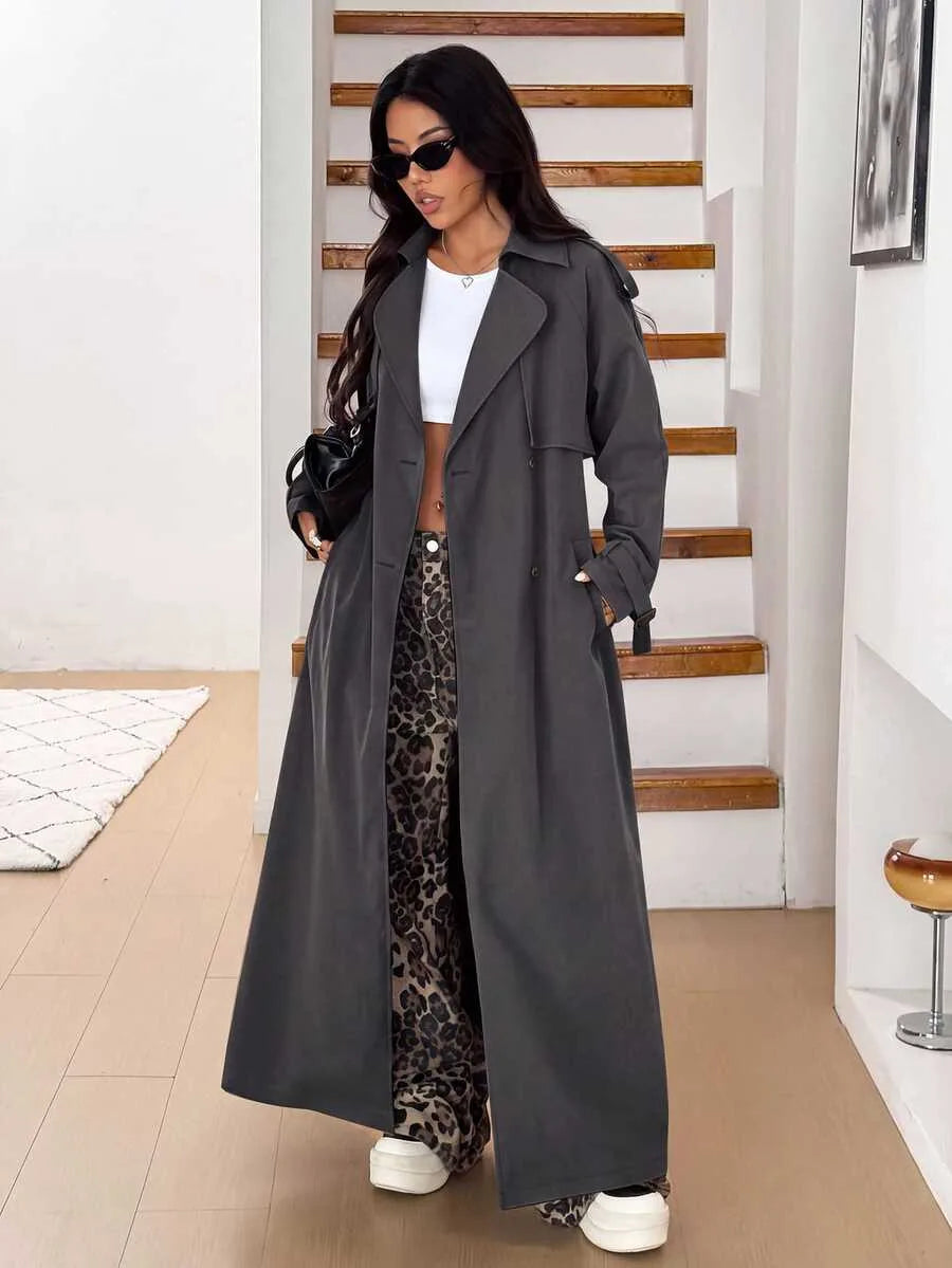 Oversized trench coat met ceintuur