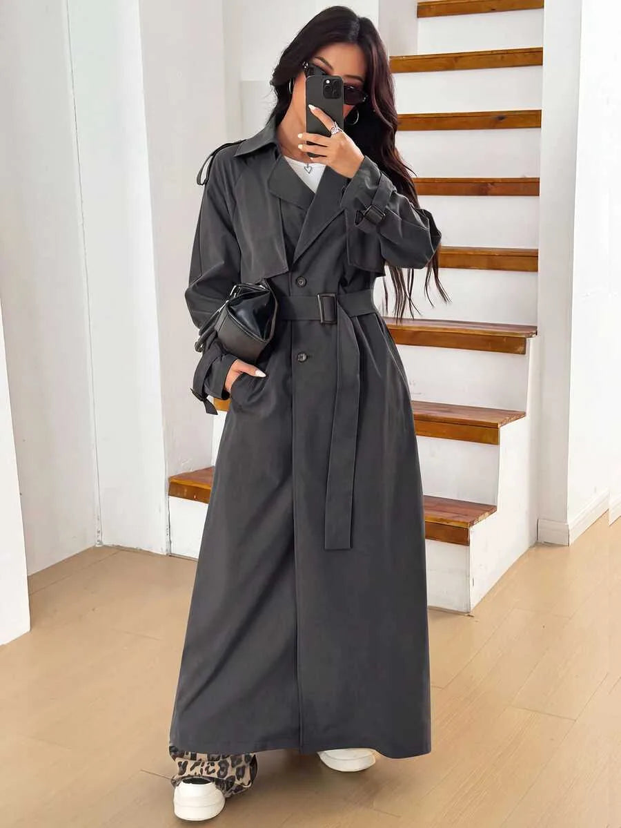 Oversized trench coat met ceintuur