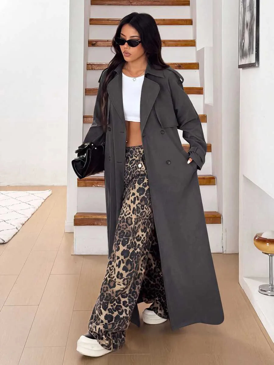 Oversized trench coat met ceintuur