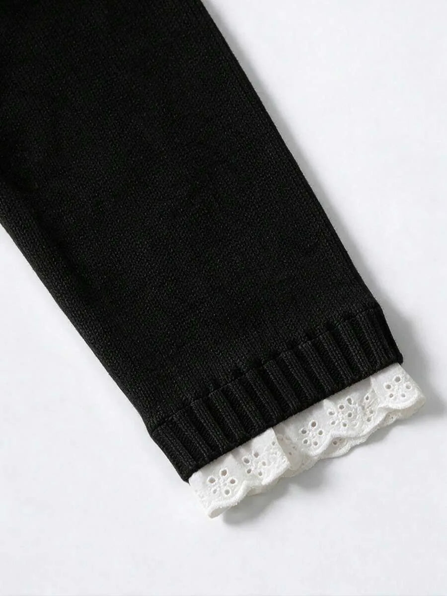 Sweater met kant en ronde hals
