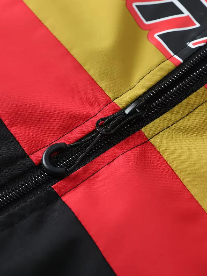 Bomberjack met kleurblok patroon