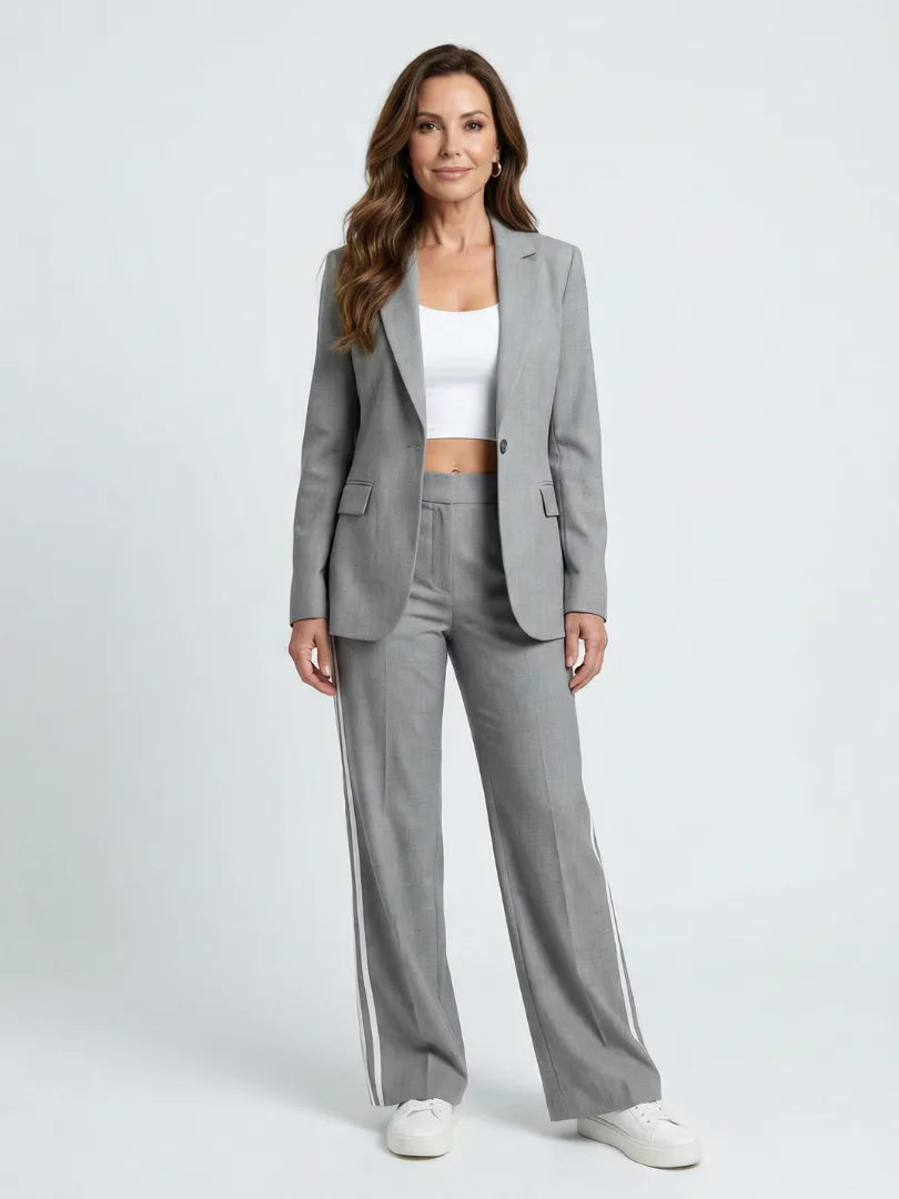 Tweedelig pak met blazer en brede broek